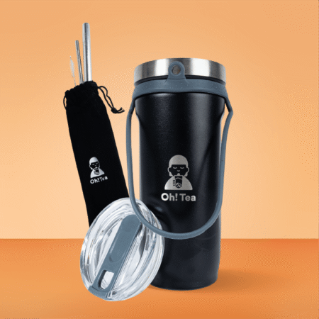 Combo Vaso Termico + Set Sorbetes Acero Inox Bubble Tea